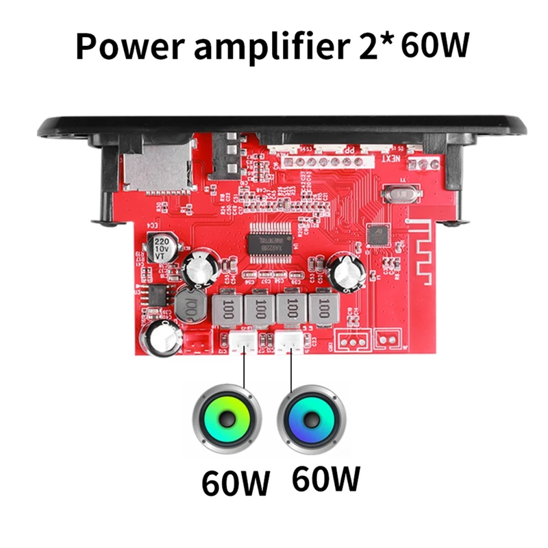 2X60 Вт усилитель Bluetooth 5 0 MP3-декодер плата громкой связи 12 В беспроводной