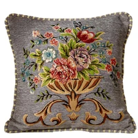 chenille jacquard cushion cover flower pillow case