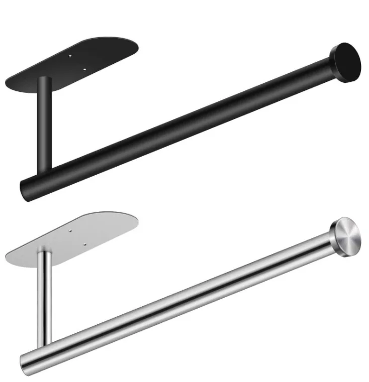 

304 stainless steel roll paper holder hole-free paper towel holder Kitchen bathroom towel bar self-adhesive dual purpose