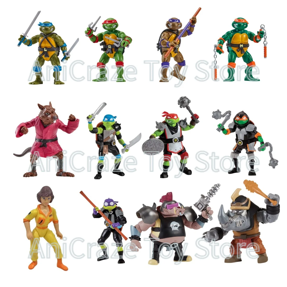 Фото Набор из 6 фигурок Teenage Mutant Ninja Turtles TMNT Battle Arena: Эйприл О'Нил, Сплинтер, Шредер, Леонардо. Коллекционные игрушки, подарки. №1