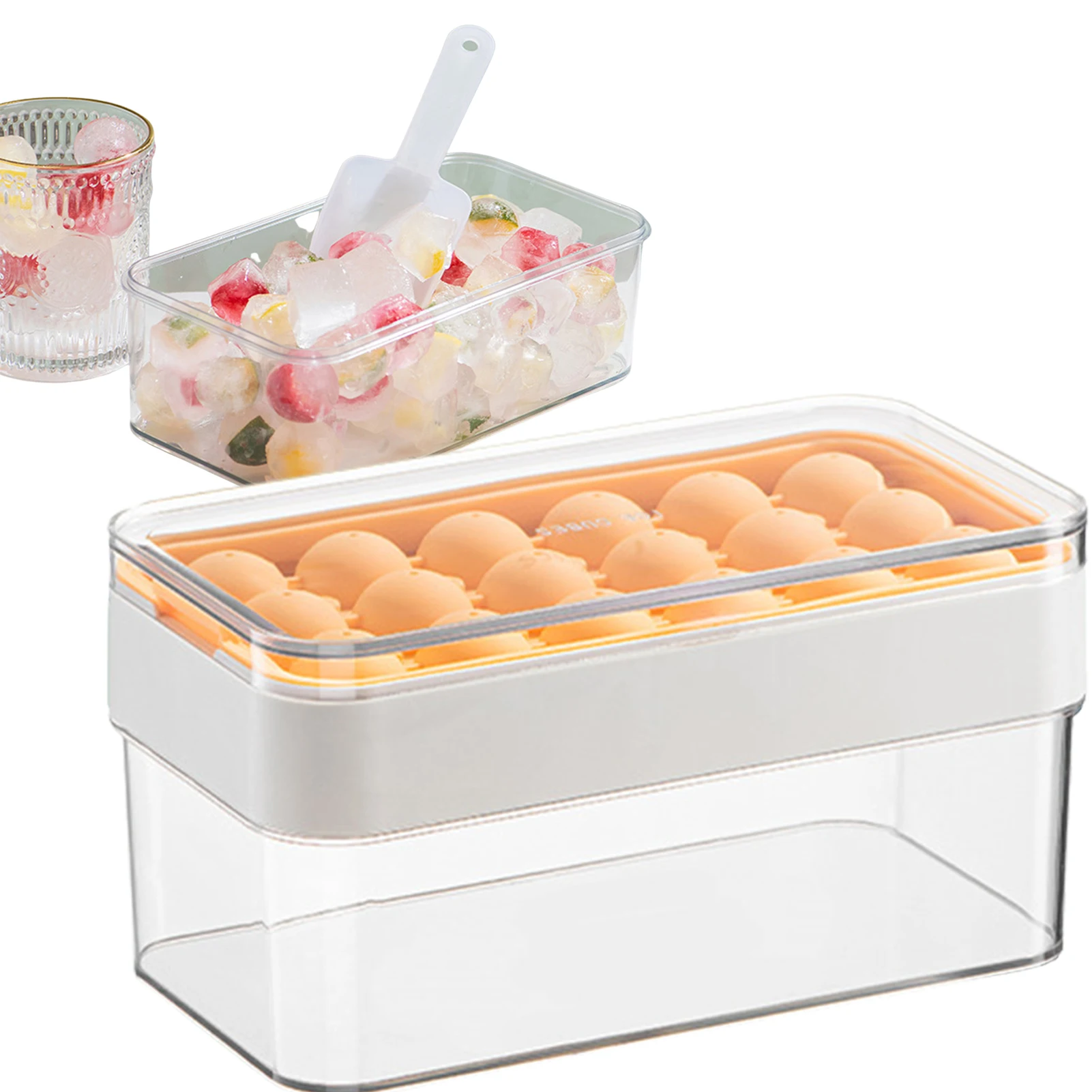 

With Ice Shovel Honeycomb Cavity Ice Tray Ice Maker Mold With Lids Ice Cream Plastic Ice Molds Whiskey Cocktail Kitchen Tools