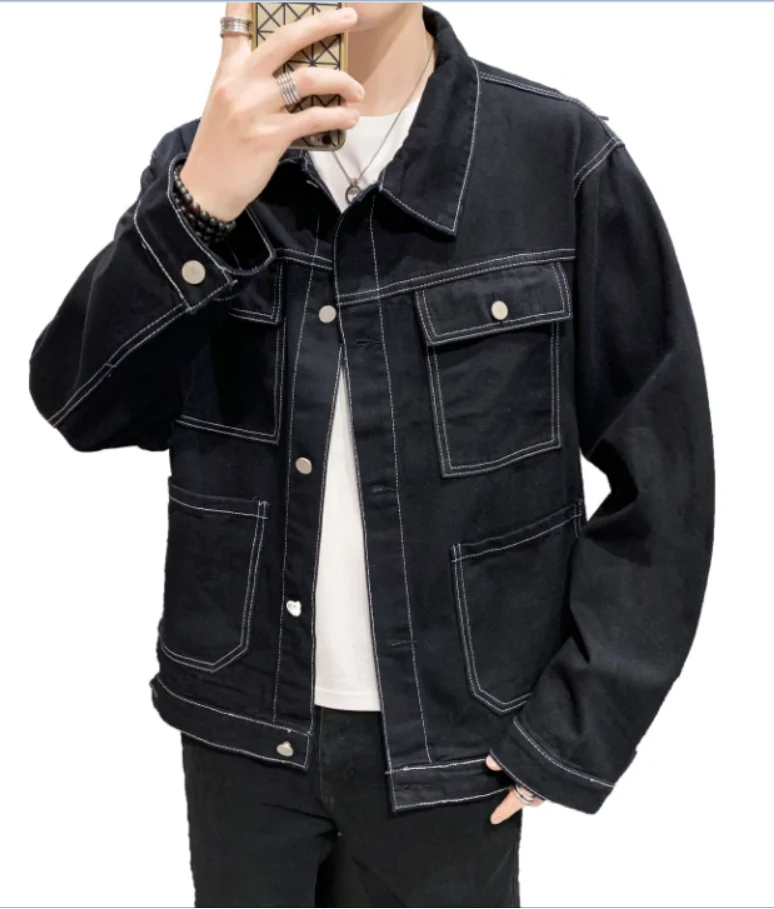 

Cotton Loose Lapel Popular Comfortable And Breathable Denim Jacket Long Sleeve Hip-Hop Handsome Shopping Wearable Jacket