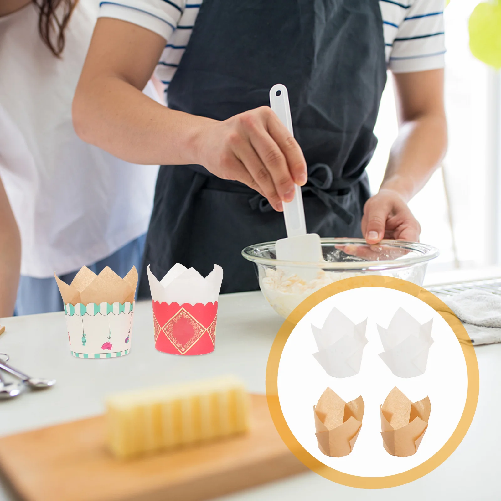 

100 шт. практичная подкладка для капкейка в виде тюльпана, простая подкладка для маффинов, чашка для выпечки торта