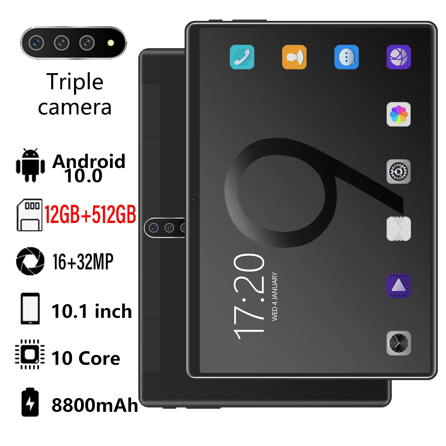 Планшет на Android 10 0 2 SIM-карты 8800 мАч Snapdragon 12 Гб 512 ГБ с клавиатурой 1 дюйма WPS офисный
