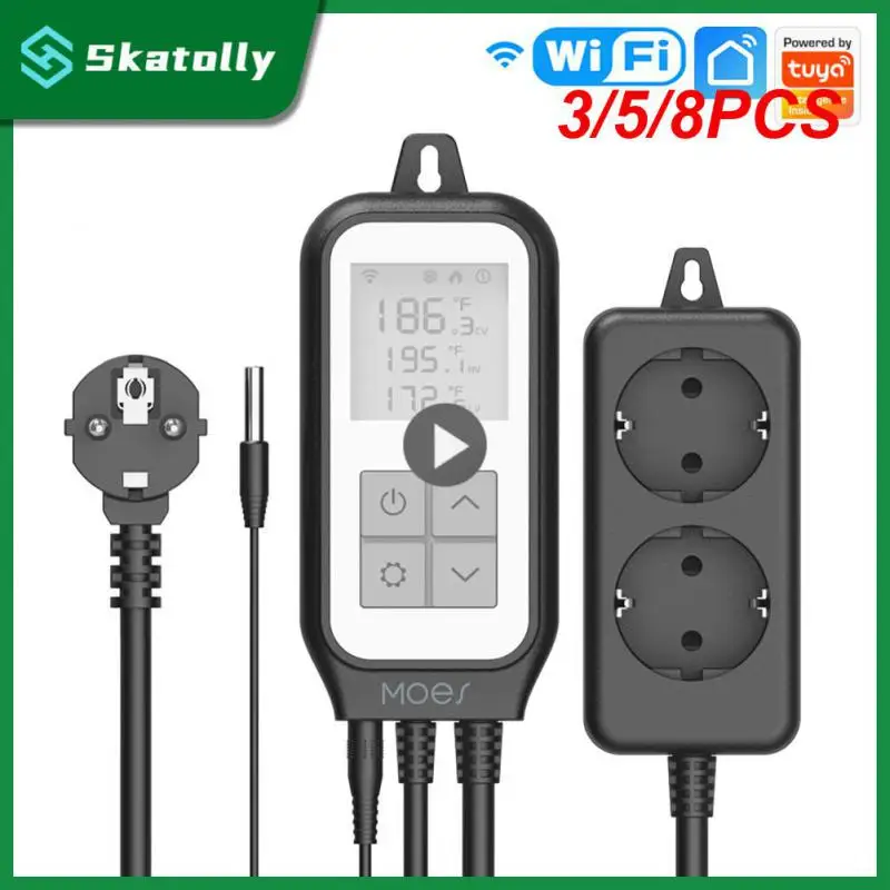 

3/5/8PCS Smart Life Temperature Sensor Wifi Dual Heat Cooling Controller Tuy Mini Pool Brewery Greenhouse Relay Eu Socket