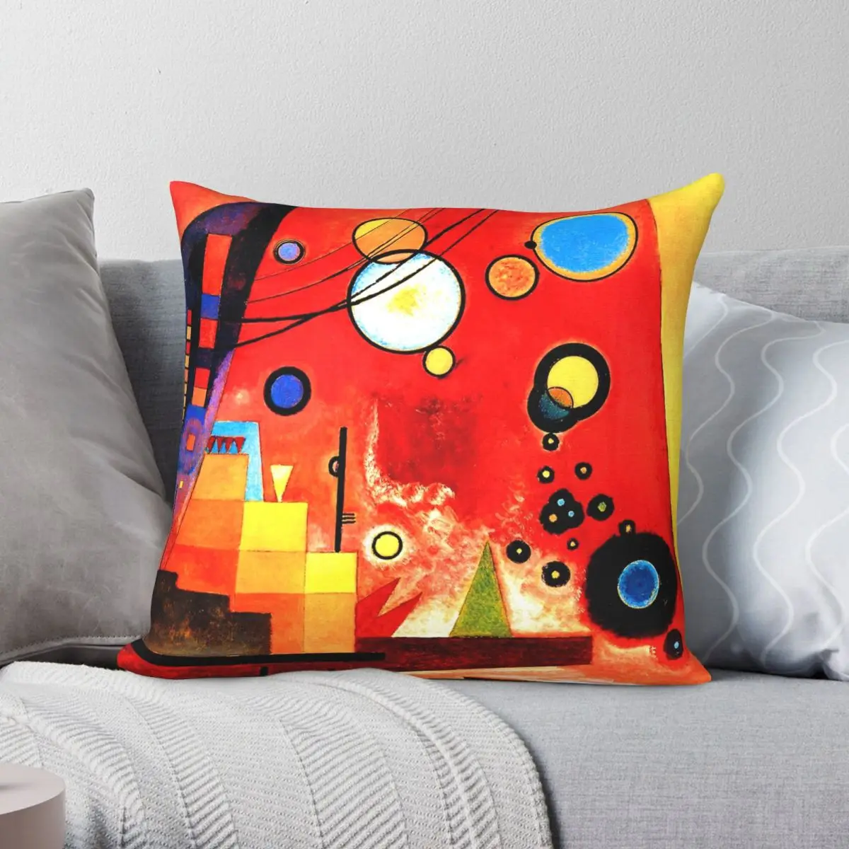 

Красная наволочка Wassily Kandinsky из полиэстера и льна