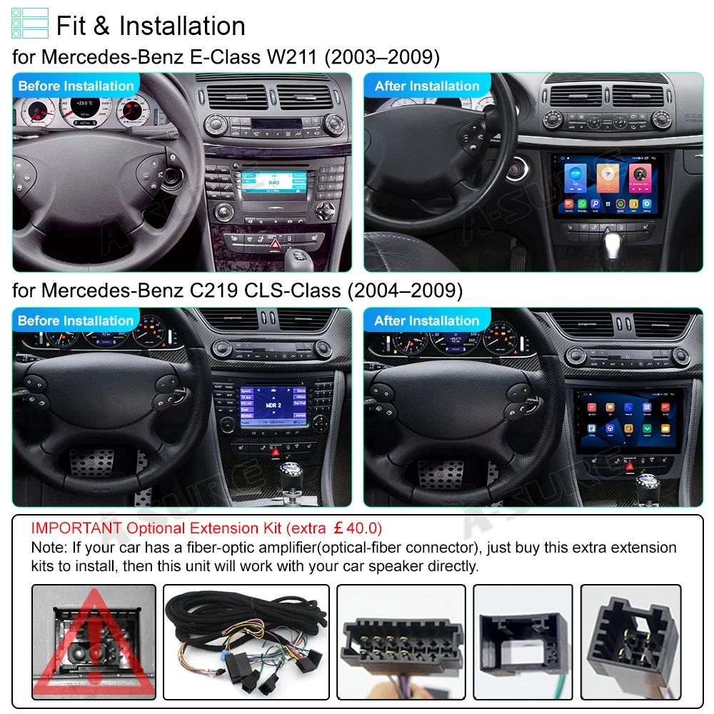 Автомобильный радиоприемник A-Sure 9 дюймов IPS Android беспроводной CarPlay GPS-навигация