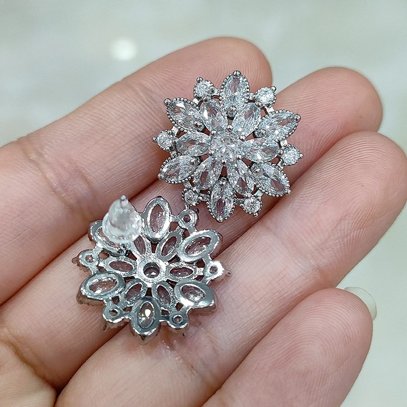 20mm flower  shape S925 silver  earrings ear stud D vvs white moissanite stone Earring earrings for jewelry woman gift