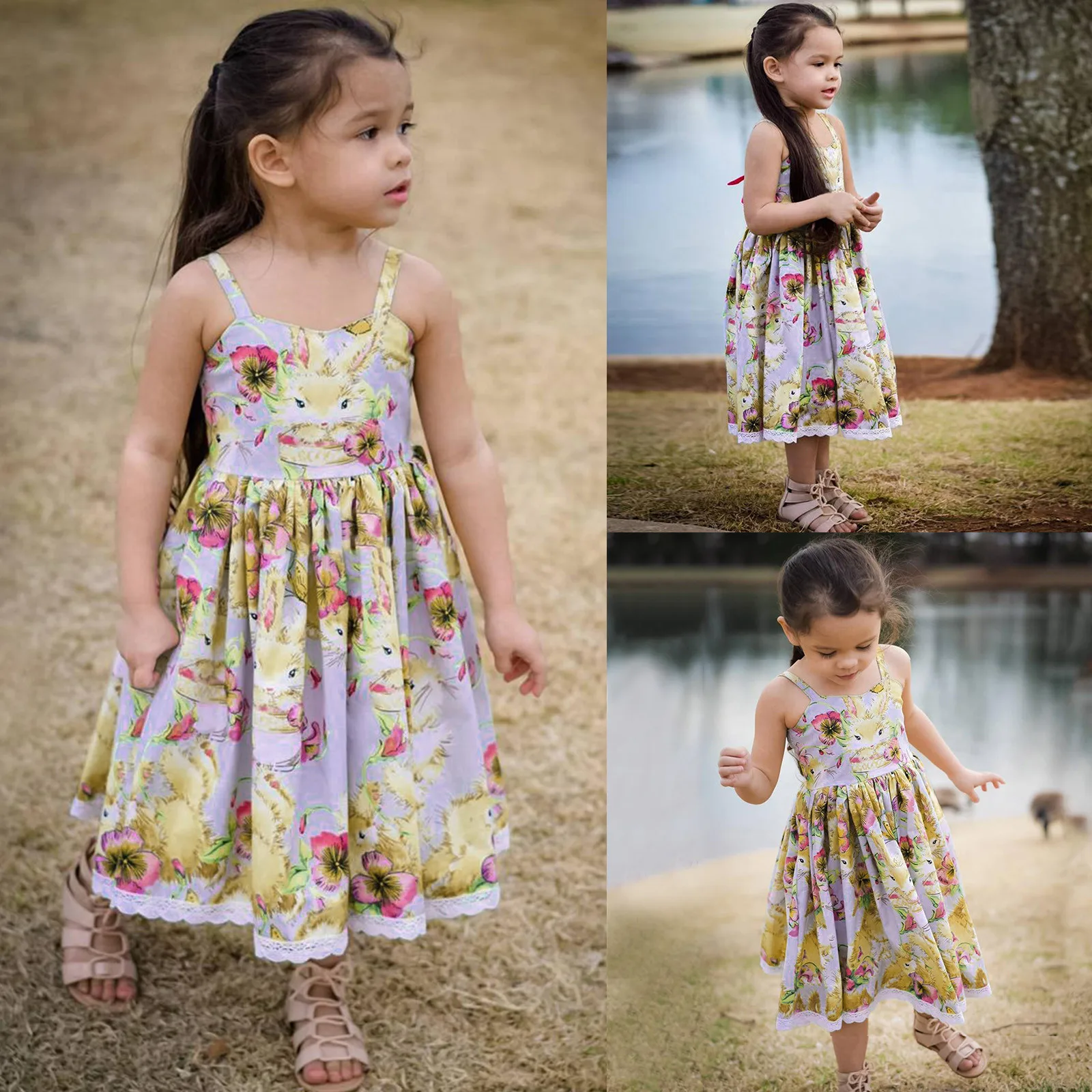 

Easter Dress Printed Girls Princess Rabbit Suspender Baby Toddler Cartoon Girls Dress&Skirt Girls Dresses Size 6