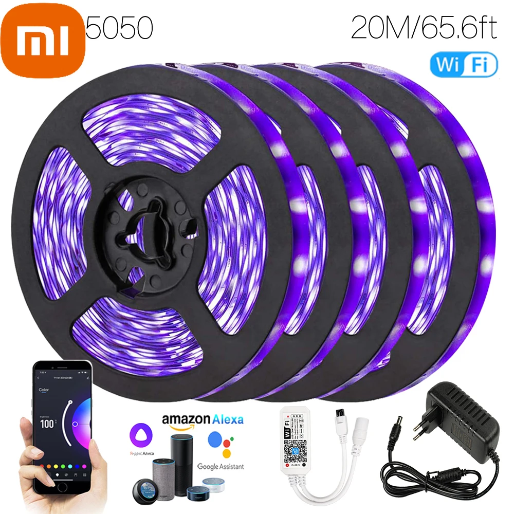

Xiaomi Alexa управление через приложение 65,6 футов (20 м) WIFI Smart Iuces светодиодная RGB водонепроницаемая лампа синхронизация музыки для семейного дня р...