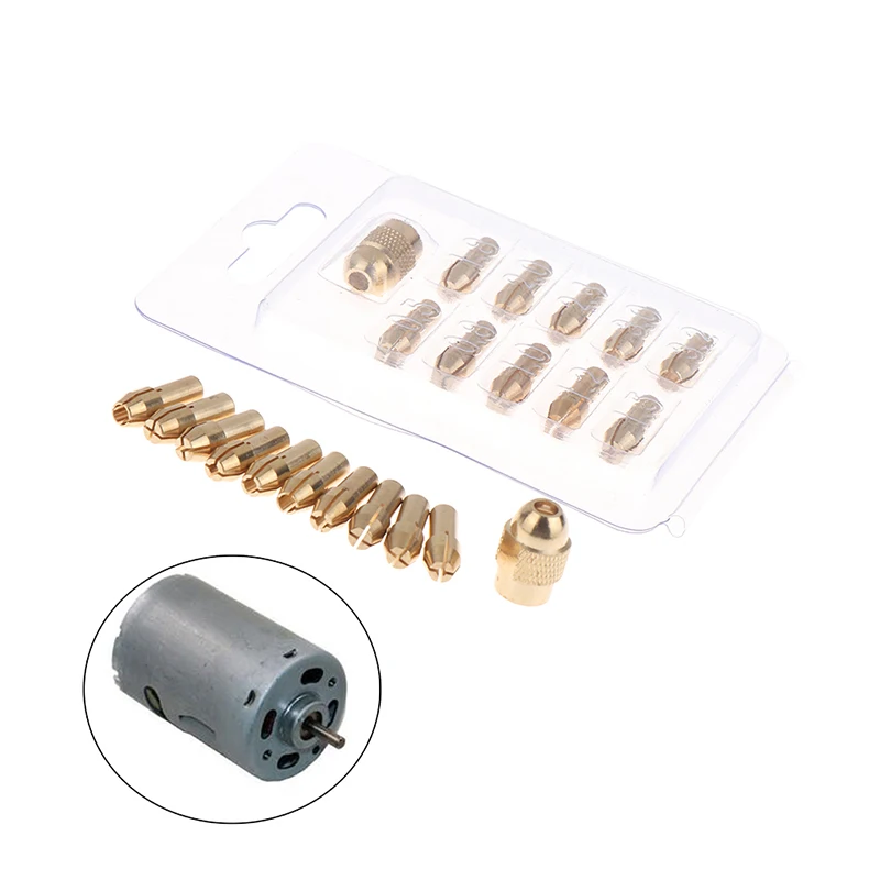 

11Pcs/Set Brass Drill Chucks Collet Bits 0.5-3.2mm 4.8mm Shank Screw Nut Replacement for Dremel Rotary Tools Set