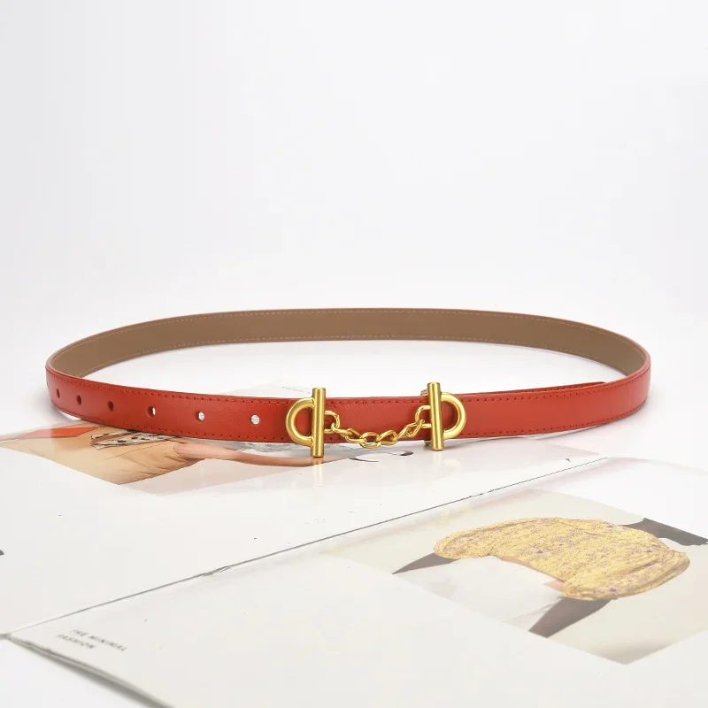 Женский маленький ремень из высококачественной натуральной кожи Многоцветный