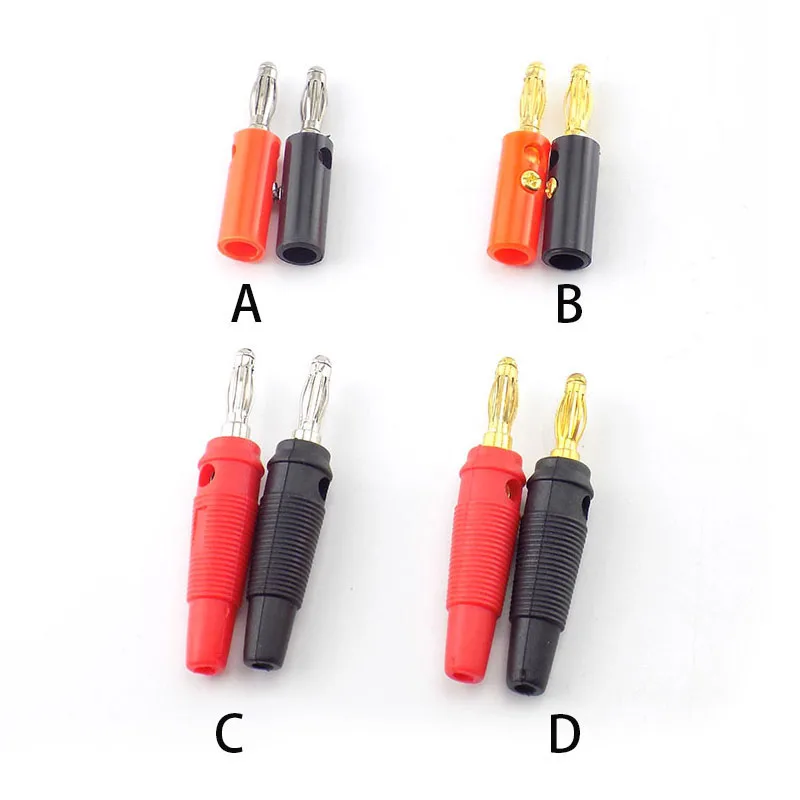 

10pcs Banana plug Audio Speaker Screw Gold Plate Plugs Connector 4mm Adapter Solderless Black Red color L19 C4