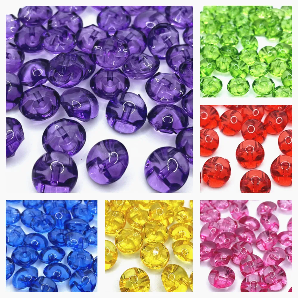 

100pcs 12mm Mixed Colors Crystal Candy Color Transparent Buttons for Child Acrylic Buttons
