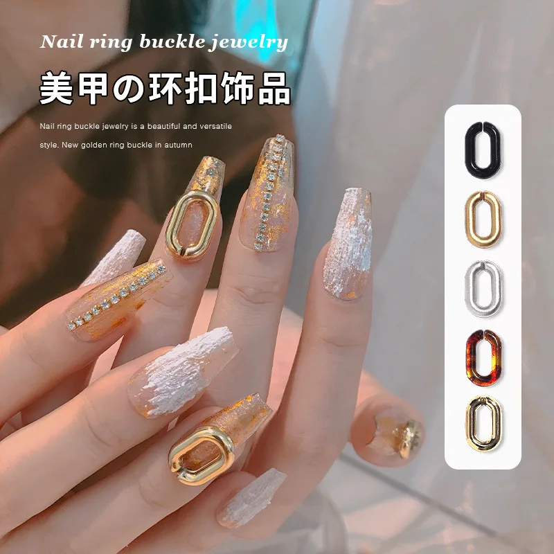 

30PC Chain Buckle Buckle Nail Art Charm Jewelry Alloy Japanese New Baroque Flat Bottom Oval Hollow Shape Twisted Nail Accessorie