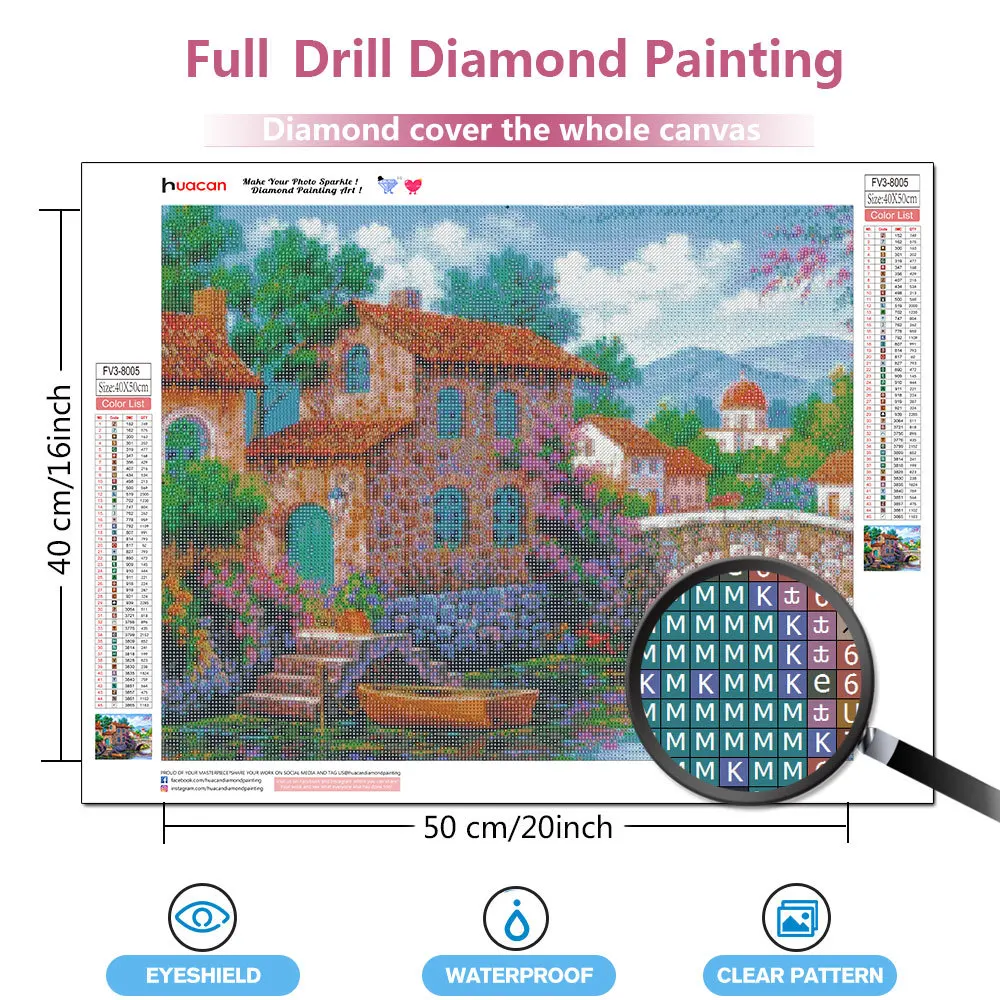 huacan full square diamond embroidery house river cross stitch diy diamond painting landscape mosaic swan wall art free global shipping