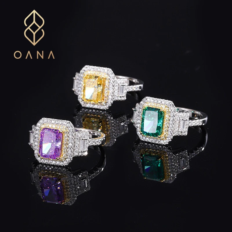 

OANA Hot Sale S925 Full Body Silver Color Treasure Style High Carbon Diamond Ladies Ring Inlaid Jewelry Free Shipping