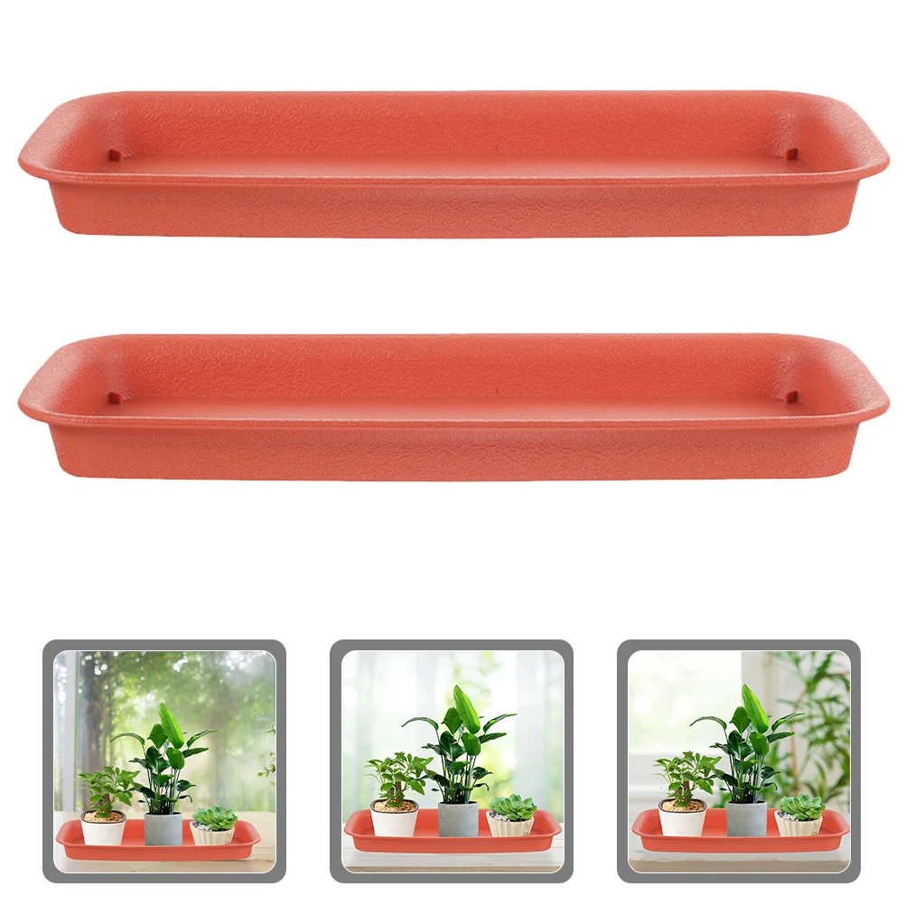 

2Pcs Rectangular Flowerpot Water Tray Rectangular Saucer Garden Pot Holder Tray