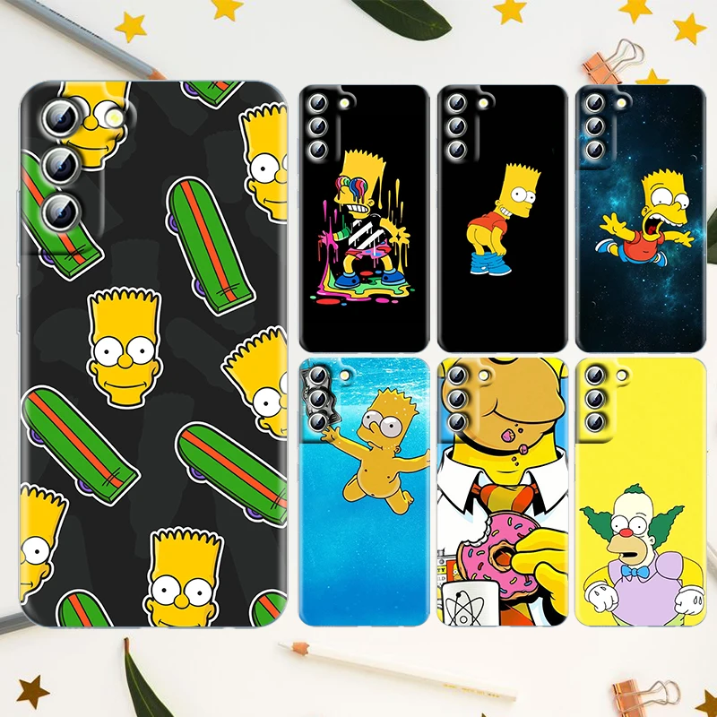 

Boy Family The Simpsons For Samsung Galaxy S22 S21 S20 FE Ultra Pro Lite S10 S10E S9 S8 Plus S7 Edge Transparent Phone Case