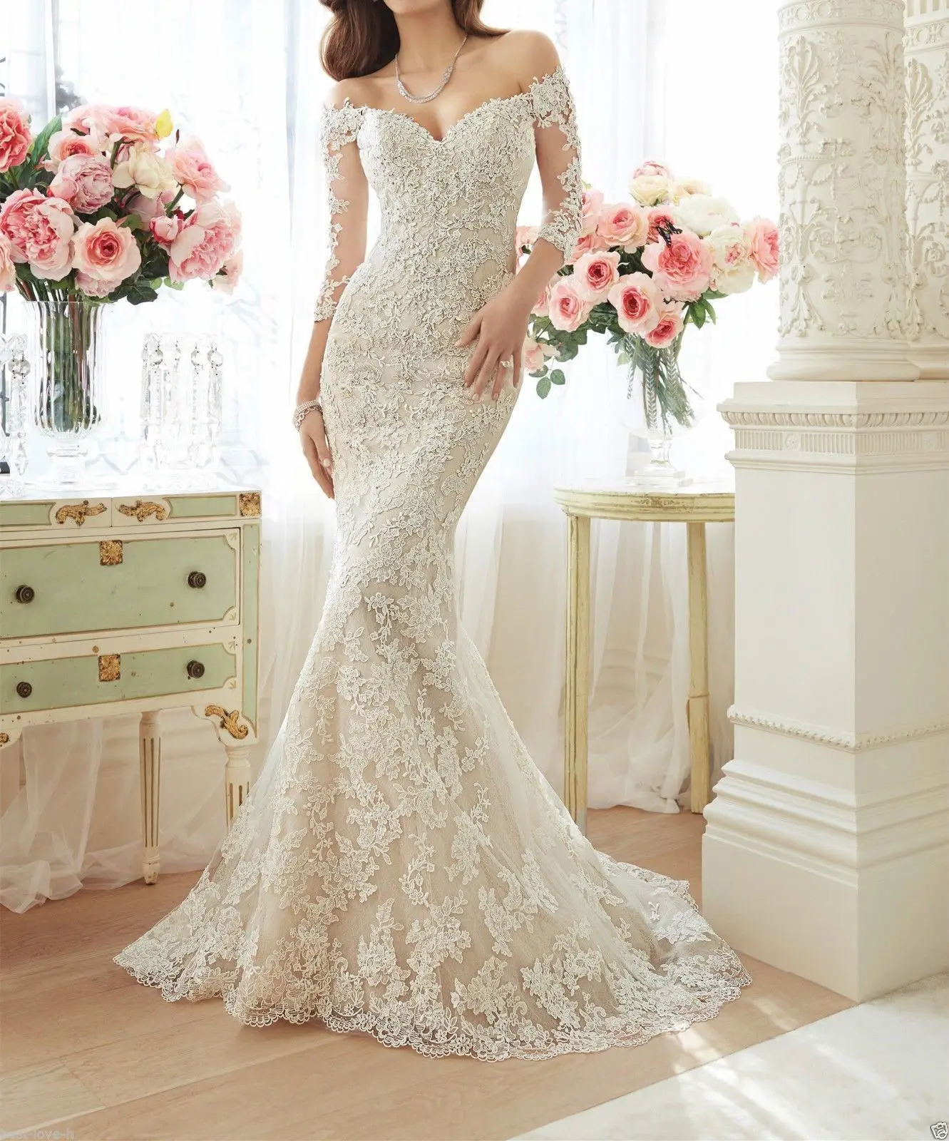 

2022 new sexy white ivory lace bride fish tail small tail toasting dress noble and elegant wedding dinner party wedding dress