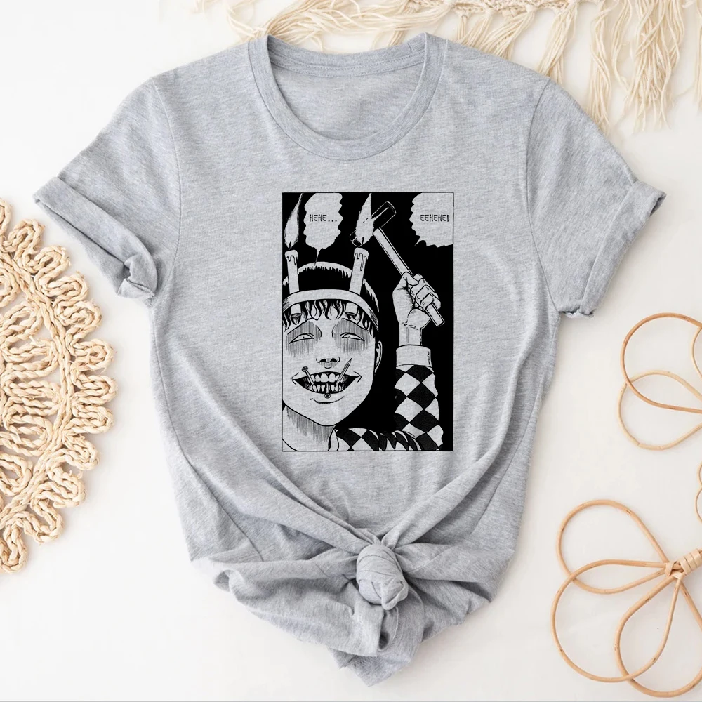 Junji Ito top tees women Gothic kawaii Vintage Digital University tshirt aesthetic 80s 2000s Comfortable