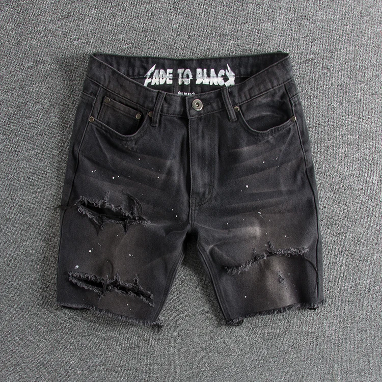 

2022 джинсовые шорты мужские, 100% хлопок, рваные, летние, Стрейчевые