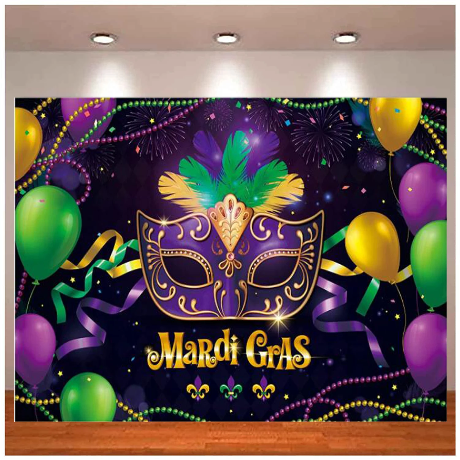 

Mardi Gras Theme Photography Backdrop Masquerade Dancing Party Banner For Wedding Birthday Bachelorette Party Background Decor