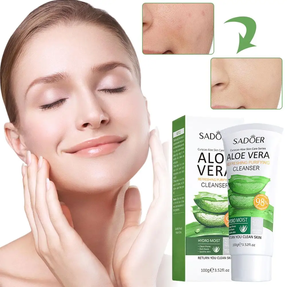 

100g Aloe Vera Facial Cleanser Women Face Fresh Moisturizing Care Hydrating Improve Skin Skin Soothe Tone Soften Repair T6S9