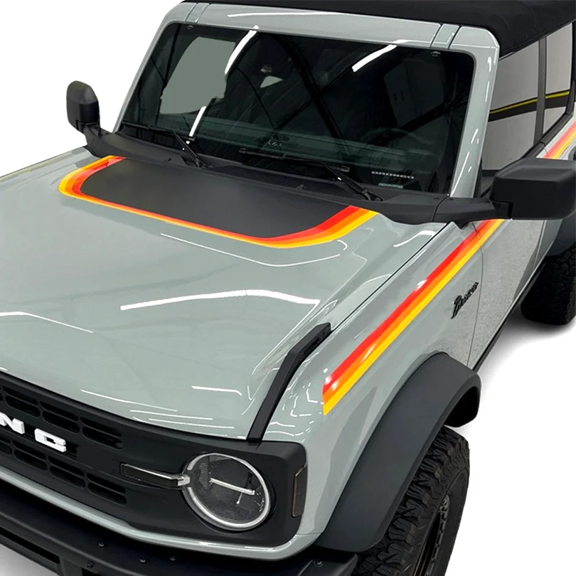 Матовая Трехцветная Автомобильная наклейка в стиле ретро с изображением заката