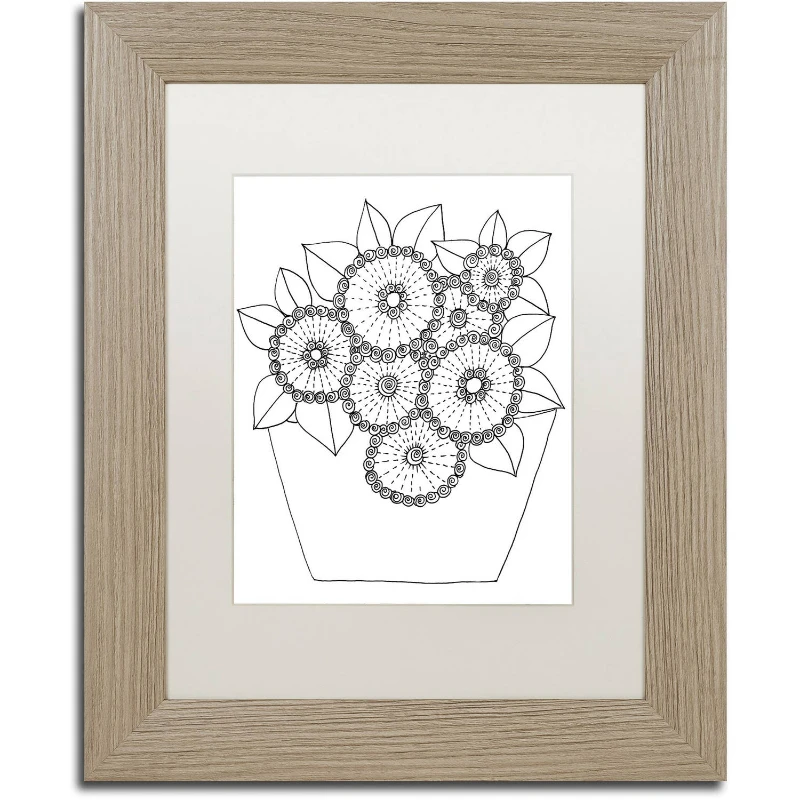 

"Flowers In A Pot" Canvas Art by KCDoodleArt White Matte, Birch Frame