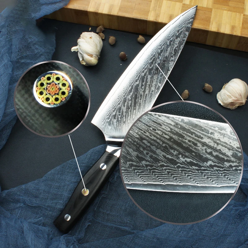 

8 Inch Damascus Chef Knife 67 Layers Damascus VG10 Steel Cleaver Slice Sushi BBQ Sashimi Kitchen Knives G10 Handle Cooking Tools