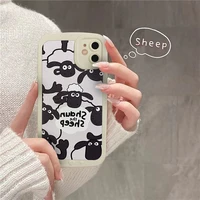 cartoon lamb case for iphone 11 12 13 pro max mini xs xr x 8 7 6 s plus anti shock soft tpu phone cover bumper shell coque