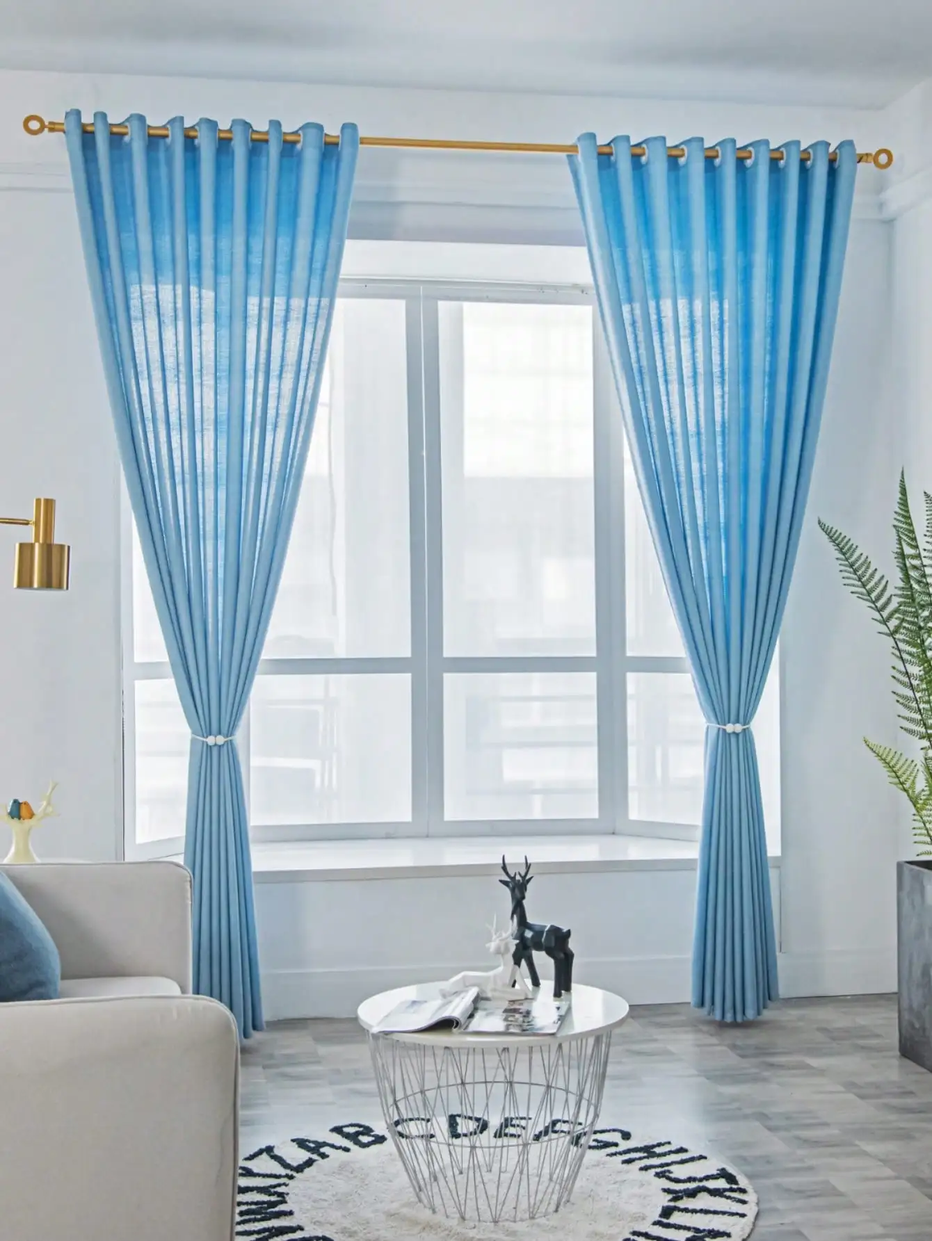 Ультра-мягкие Тонкие Градиентные Шторы Для Отелей Синяя Вуаль В Европейском