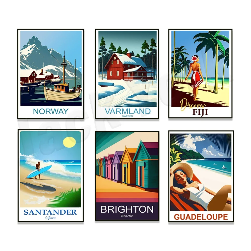 Guadeloupe Aruba Caribbean Islands Norway Sweden Santander Spain Fiji Miami Key West Bangkok Thailand Wat Arun Poster