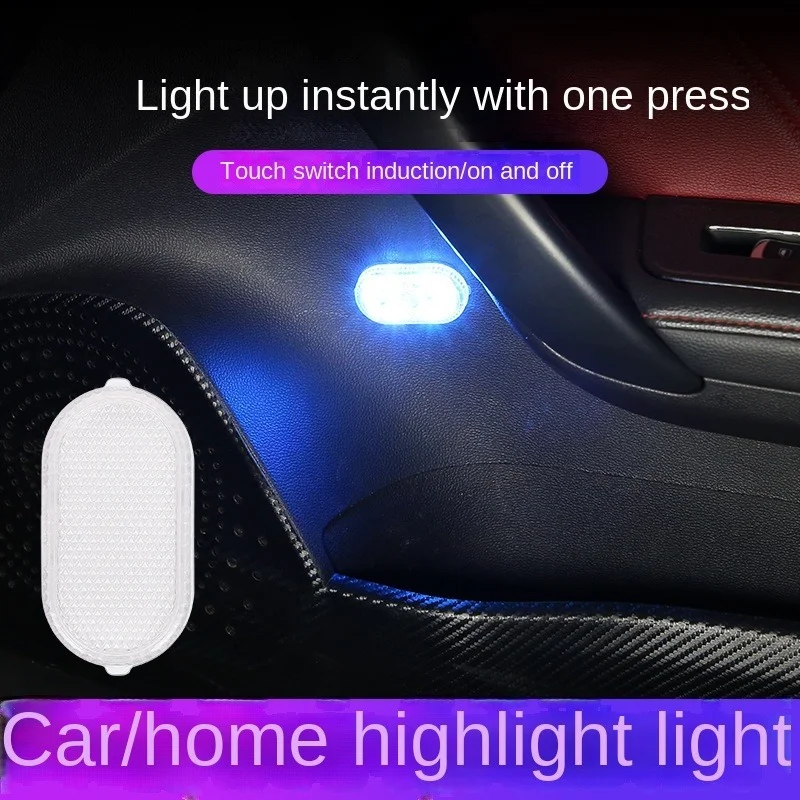 

Car LED Ambient Light Interior Lighting Atmosphere Lamp for Armrest Box Trunk Switch Touch Control Wireless Mini LED Foot Lights