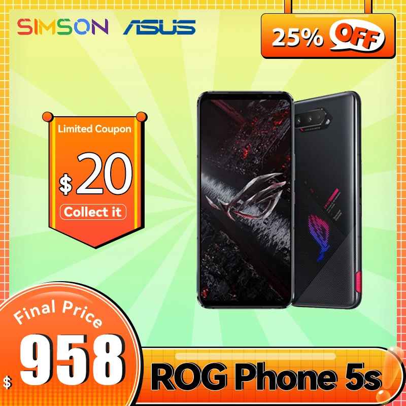 Original ASUS ROG Phone 5s Global Version Snapdragon888 16/18GB RAM 256/512GB ROM 6000mAh 65W NFC OTA Update  ROG5S Gaming Phone