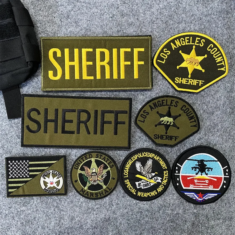 Фото US MARSHAL Hostage Rescue Team нарукавная повязка нашивки SHERIFF жилет значок на липучке большая вышивка COS моделирование армейский авиационный мораль №1