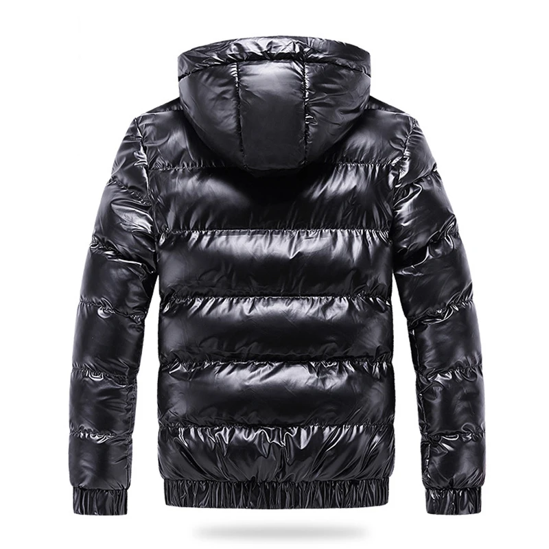 Men's Coat Windbreaker Fashion Male Cotton Warm Parka Shiny Down Hood Casual Outerwear Thermal Black Bomber Jackets Men parka