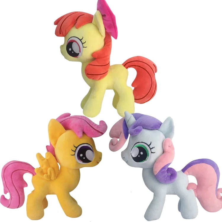 

3Pcs/Set Unicorn Scootaloo Apple Bloom Sweetie Belle Horse Plush Doll Stuffed Animals Kids Toys Great Gift 10" 25CM