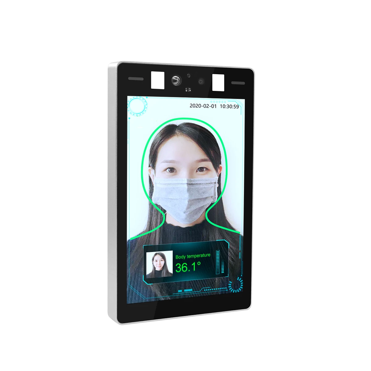 

8 inch face recognition camera attendance body temperature measuring detector