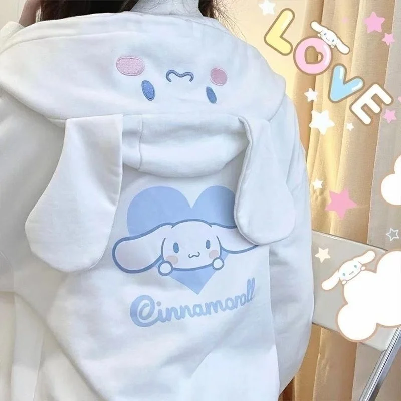 

Japanese Kuromi Cute Loose Hoodie Hotsweet Girl Cartoon Embroidery Cinnamoroll Sweatshirt My Melody Student Cardigan Coat
