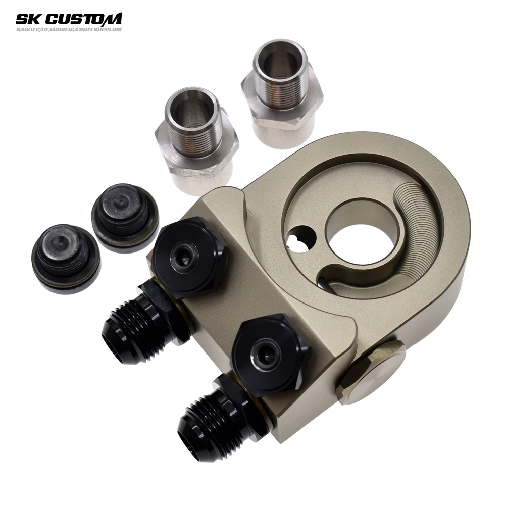 

SK пользовательский адаптер радиатора двигателя, масляный фильтр, термостат, сэндвич-пластина с углом высоты 45 ° AN8 AN10 алюминиевый сплав CNC