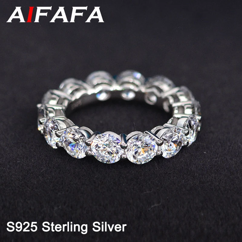 

AIFAFA 100% 925 Sterling Silver Twinkling High Carbon Diamond Gemstone Wedding Engagement Ring For Women Fine Jewelry Wholesale