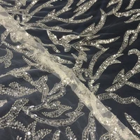floral embroidered crystal sequins mesh white beaded lace fabrics transparent textiles for sewing bridal wedding evening dresses