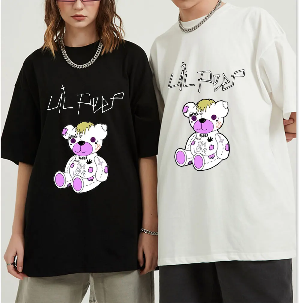 

Bear Lil Peep Graphic Cool T Shirt Men Lil. Peep Rapper Funny Oversized T-shirt Cry Baby Casual Tshirt Hip Hop Top Tees Man