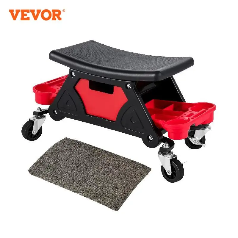 

VEVOR Garage Mechanic Brake Stool 3 Storage Trays With Seat Cushion Mobile Toolbox Suitable for Car Repair Wheel 300LBS Capacity