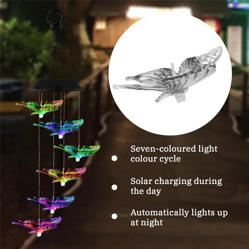

Solar Light String Color Changing Wind Chime Lamp LED Outdoor Balcony Garden Path Children'S Room Decoration Chandelier