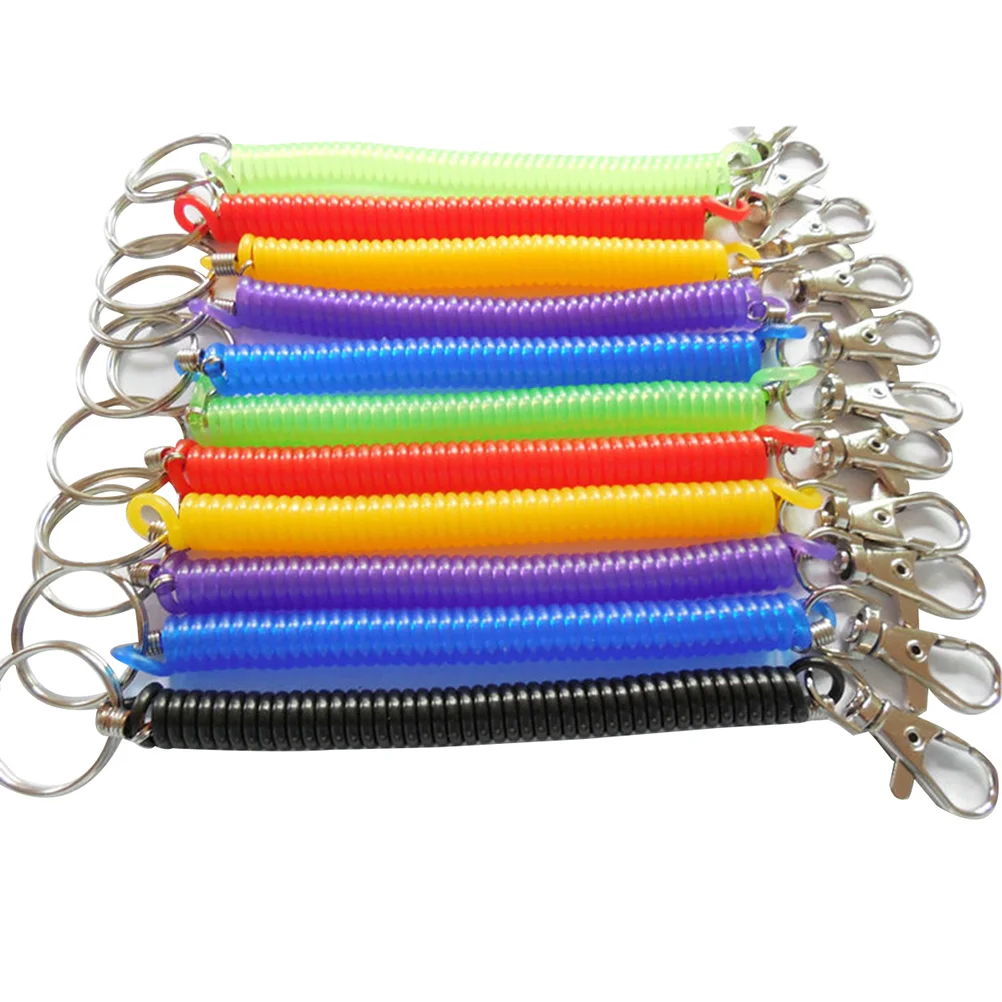 

Spring Keychain Key Holder Sprial Keyring Ringtag Clip Neon Keychains Lanyard Chains Rings
