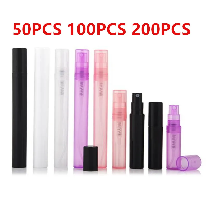 50/100/200PCS 2ML 3ML 5ML Pink Purple Black Mini Glass Perfume Bottle Empty Cosmetics Bottle Sample Thin Glass Vials Wholesale 2