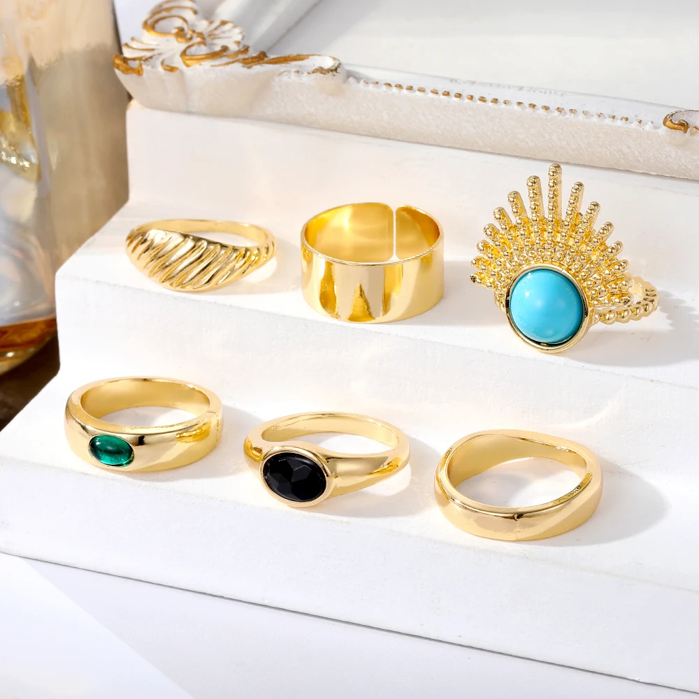 Комплект колец с золотым покрытием